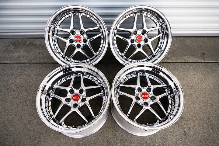 Blitz Type 03 Wheels | "18x9.5 & 10.5 ET +24 | Raw Chrome